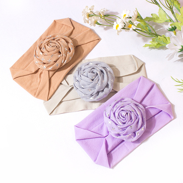 Cute children's solid color elastic nylon headband