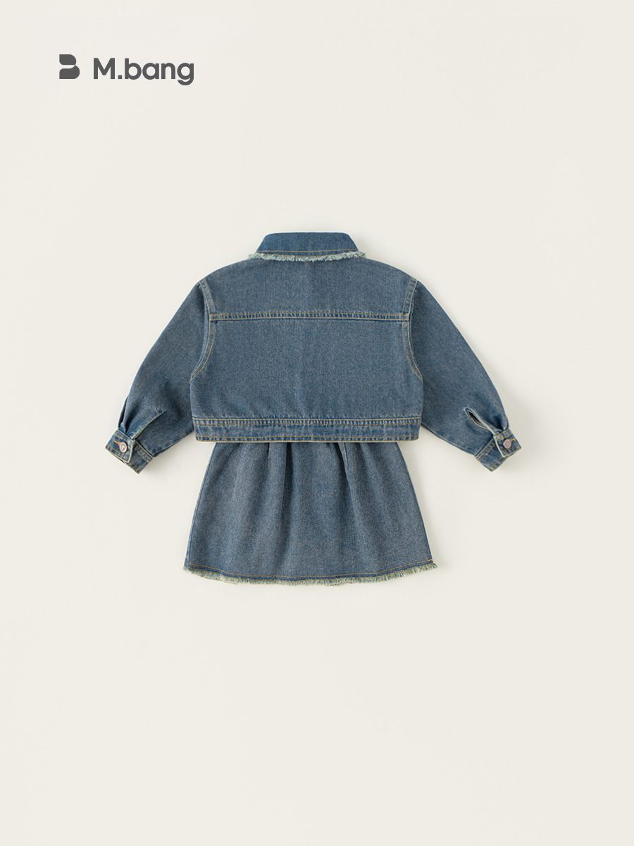 Yubao ropa infantil primavera niña vaquero chaqueta con solapa primavera y otoño niña falda de dos piezas