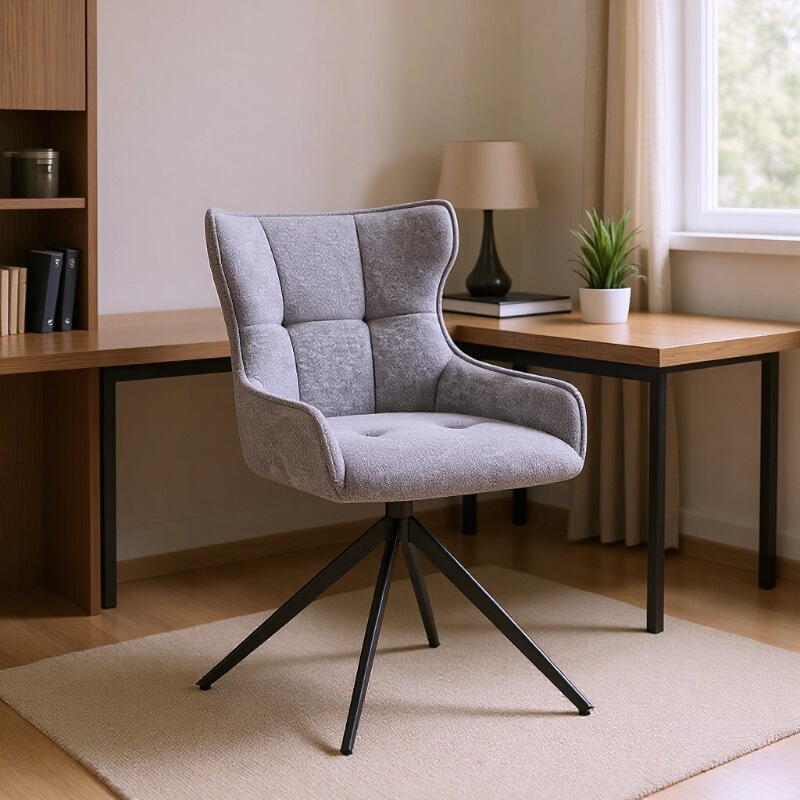 Home Velvet Swivel Soft Chair Nordic Style Leisure Dining Chair Cafe Light Luxury Reception Negotiation Backrest Chair