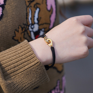 New Cross-Border Colorful Hand-Woven Adjustable Hand Rope Stainless Steel Hand Buckle Couple Bestie Bracelet Wholesale