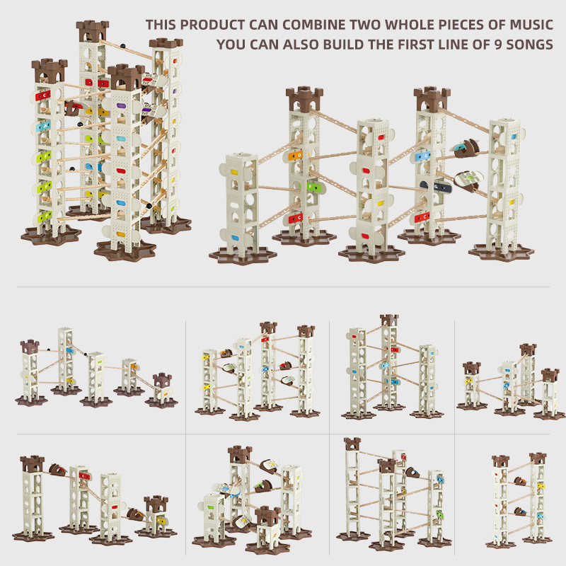 Nuevo producto Música Composición Pista de bolas Pista de bricolaje para niños Construcción de bloques de construcción Pista de música Bola Juguetes educativos