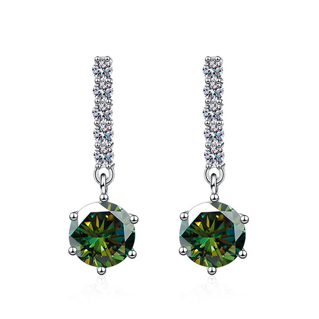 Aretes de explosión de mano rápida 1 quilates azul verde moissanita 925 aretes de plata esterlina para mujeres moissanita pendientes transfronterizos