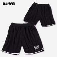 Tf Custom Embroidered Street Hip-Hop Style Mesh Shorts Sublimated Black Polyester Quick-Drying Summer Men's Basketball Shorts Tf Custom Embroidered Street Hip-Hop Style Mesh Shorts Sublimated Black Polyester Quick-Drying Summer Men's Basketball Shorts