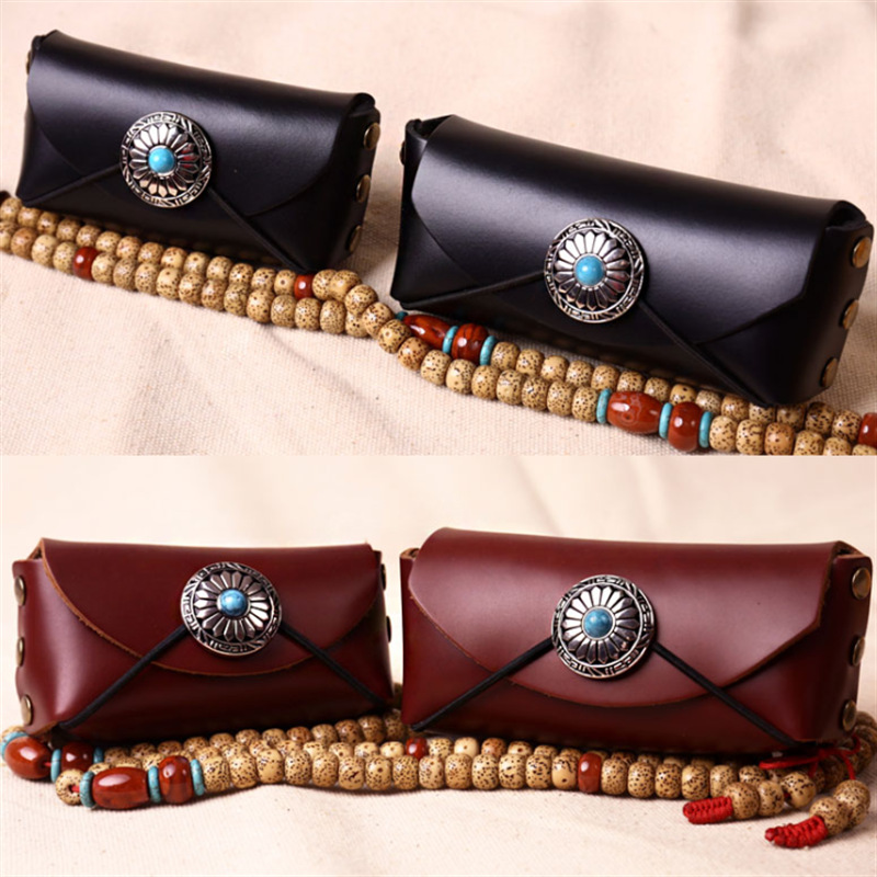 文玩手串盘珠收纳袋 皮革文玩带隔断揉搓核桃袋 翡翠手握球小包