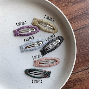 Korean Style Fabric Oval Bright Gold Oil Dripping Colorful Hairpin BB Clip Side Clip diy Production Accessories Material