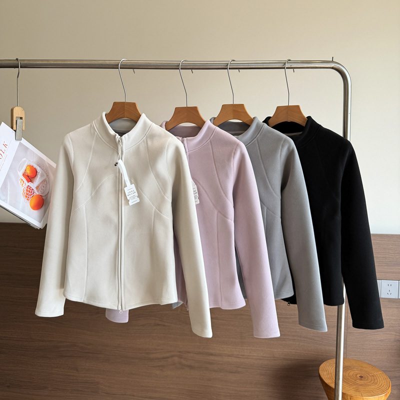 Graphene Slim-Fit Jacket with Slimming Effect, Stand-Up Collar, Double Zipper, Long-Sleeve Sweatshirt, Autumn/Winter Thickened Coat