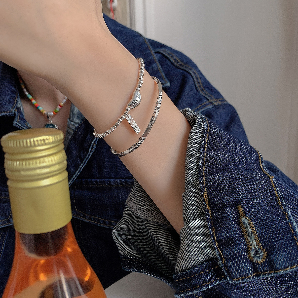 S Pure Silver Smile Pea Hanglabel Dames Handwerk Armband Koud Eenvoudig Koreaans Ontwerp Gevoel Klein en Uniek_voghion.com