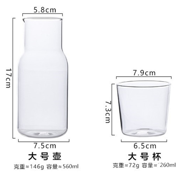 Jarra de agua fría para el hogar, juego de jarra de vidrio de borosilicato alto, resistente al calor, a prueba de explosiones, jarra de agua fría transparente, jarra de vidrio para jugo y bebidas frías