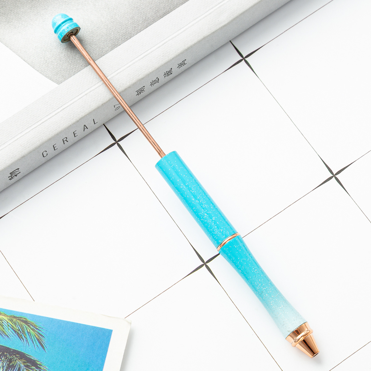 Pluma de cuentas de metal en stock al por mayor creativo con cuentas bolígrafo DIY bolígrafo personalidad metal DIY pluma con cuentas