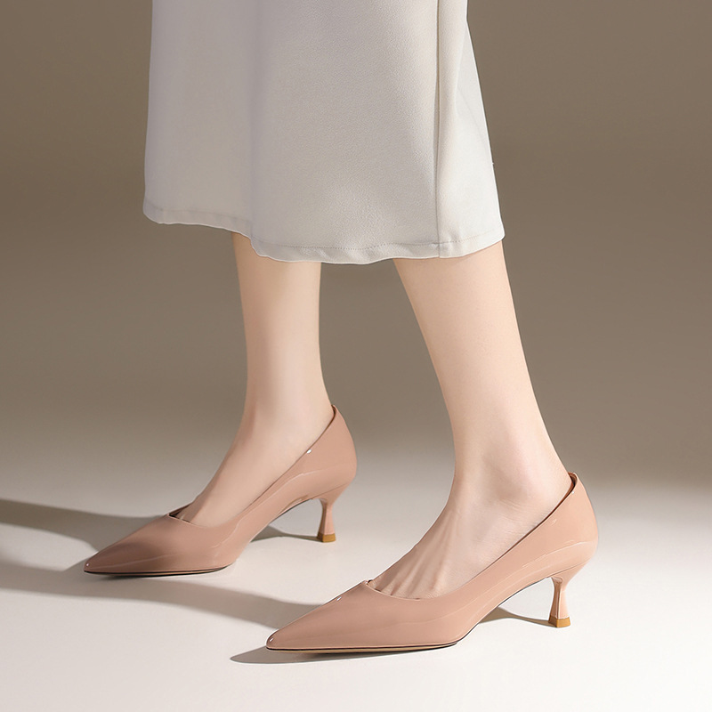 ZHR则则【秒高5.5CM】裸色高跟鞋女2025新款气质浅口单鞋职场女鞋|undefined