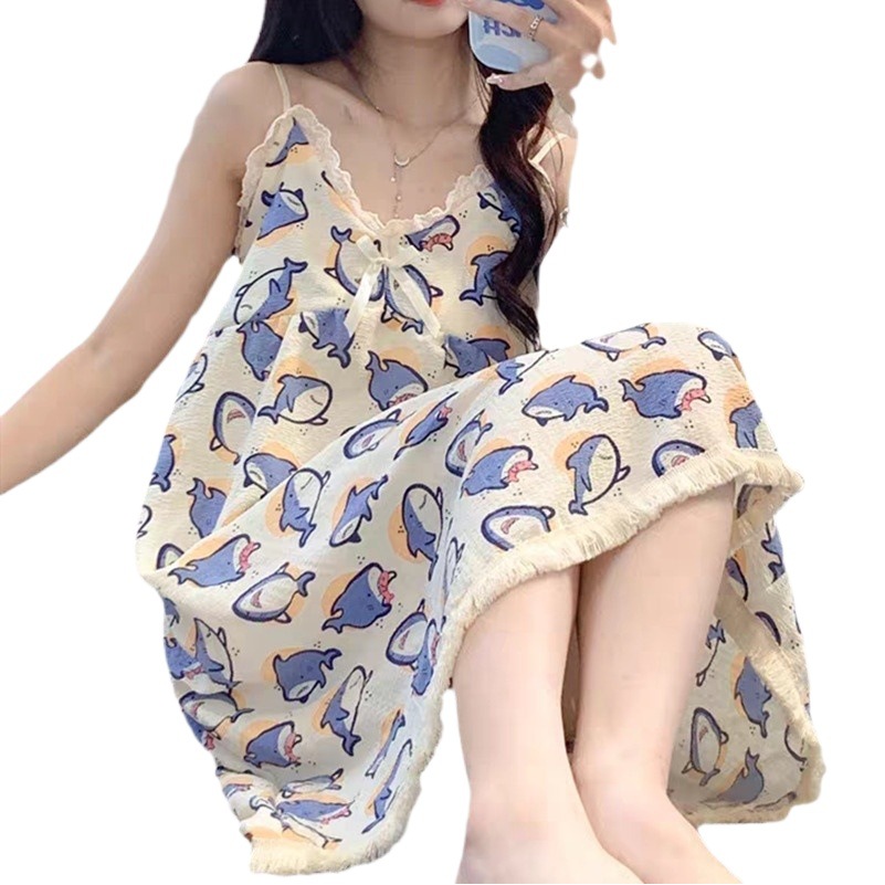 Pijama de verano dulce cabina almohadilla de pecho de algodón princesa vibrante pijama vestido vestido de ropa de hogar comercio exterior al por mayor