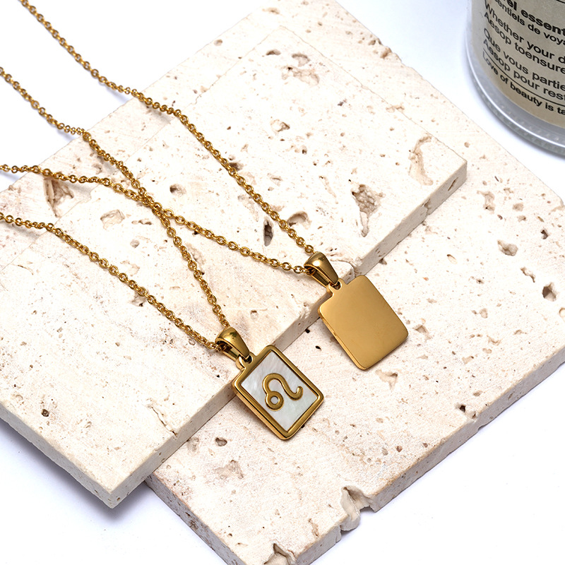 Simple Style Constellation Stainless Steel Inlay Shell Pendant Necklace 1 Piece