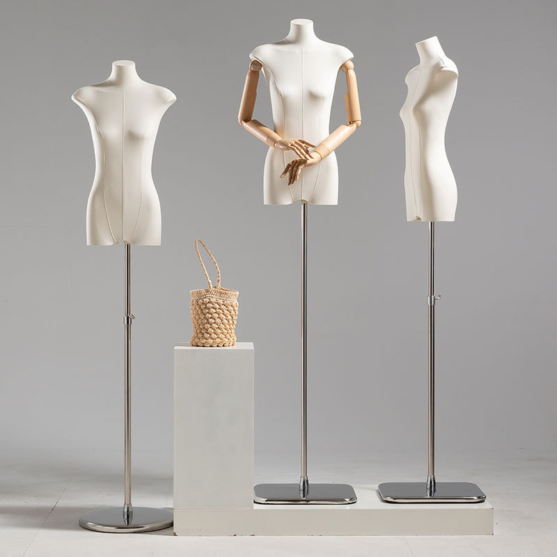 Tienda de ropa coreana modelo de cuerpo plano de pecho plano de mitad de cuerpo humano falso de mujer muñeca de muñeca estante de exhibición de ventanas accesorios especiales image 1