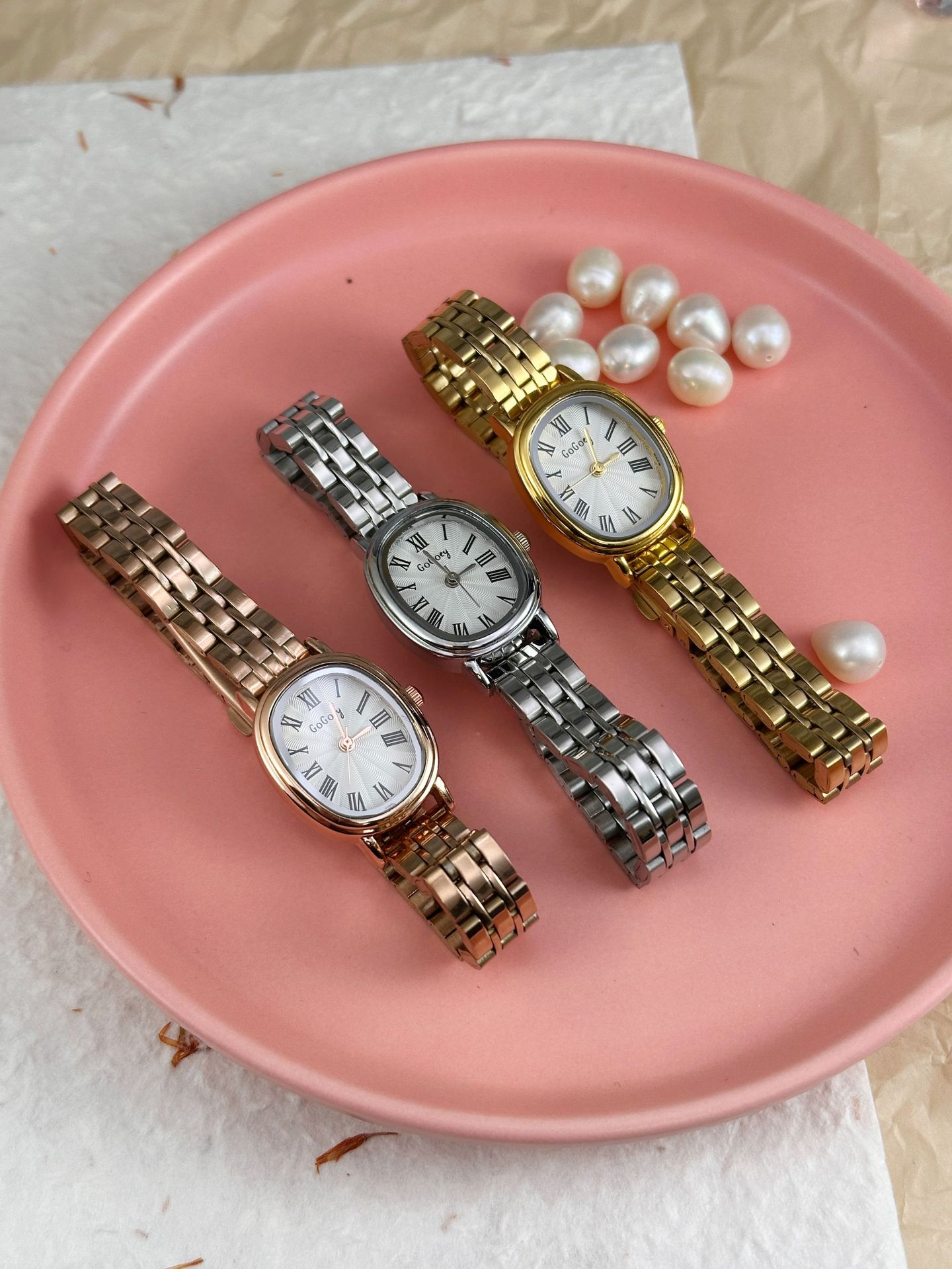 50g Weight Ordinary Glass Mirror Material Stainless Steel Strap Material Watch Classification Pointer Display Type Folding Buckle Buckle Style Round Dial Shape Casual, Holiday Occasion Quartz Movement Solid Color Pattern All Seasons Season Women's Gender Casual Style Casual Solid Color Other Printing (Printing) Quartz Watch 9