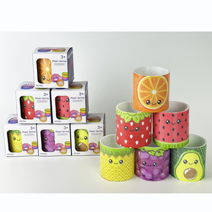 New Environmentally Friendly Plastic Round Fruit Pattern Magic Rainbow Circle 6.3*6.5cm Multi-Play Educational Toy
