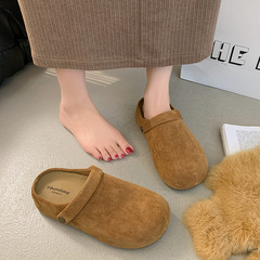 厚底勃肯女鞋2025新款秋季一脚蹬包头半拖鞋外穿复古增高穆勒半拖