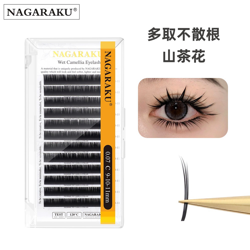 NAGARAKU estilo chino camellia injerto pestañas L Fox poco pegamento de una sola raíz más no dispersar cómic flores de sol