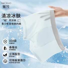 蕉茂 10A桑蚕丝莱赛尔青少年内裤冰丝透气男童儿童夏季平角裤
