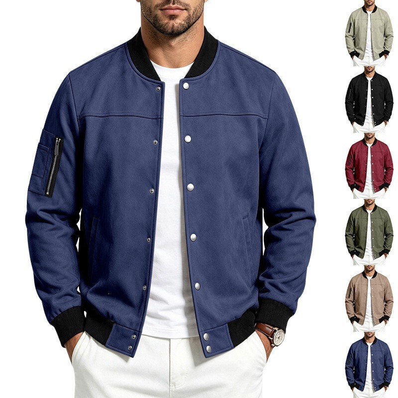 Cross-Border Foreign Trade Spring and Autumn Suede Men's Baseball Jacket American-Style Pilot Jacket Cardigan Coat Exclusively for Cross-Border Trade Cross-Border Foreign Trade Spring and Autumn Suede Men's Baseball Jacket American-Style Pilot Jacket Cardigan Coat Exclusively for Cross-Border Trade