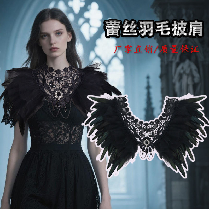 Fábrica directa plumas negras alas góticas Halloween desfile espectáculo de baile accesorios de vestuario sexy