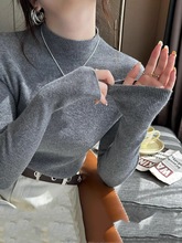 灰色打底衫女早秋2025新款黑色针织上衣内搭羊毛衫秋冬半高领毛衣