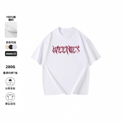 Heavyweight 100% Cotton 280G Men's American Retro Streetwear Summer High Street Fashion T-Shirt