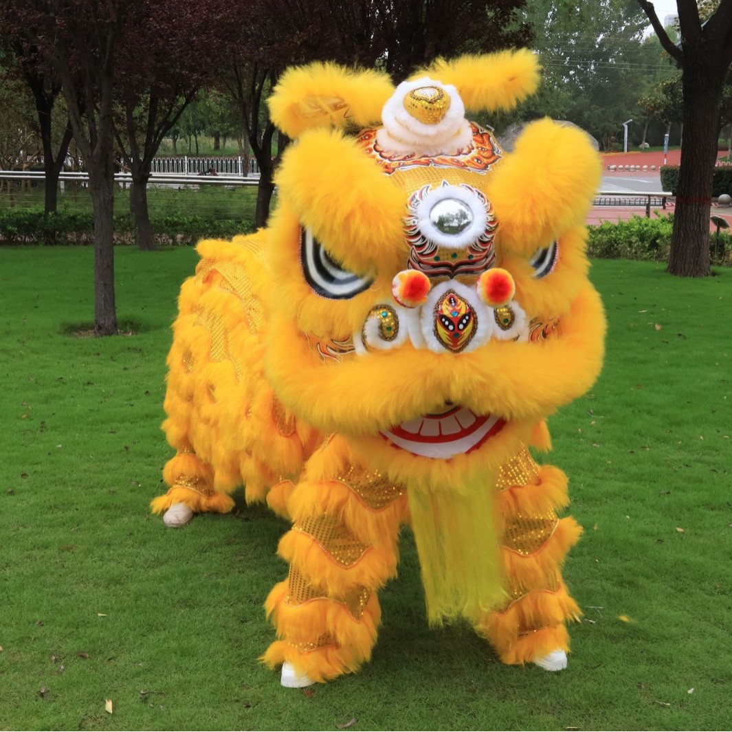 Disfraz Prop de Danza del León de Lana y Fibra de Vidrio Hecho a Mano para Eventos