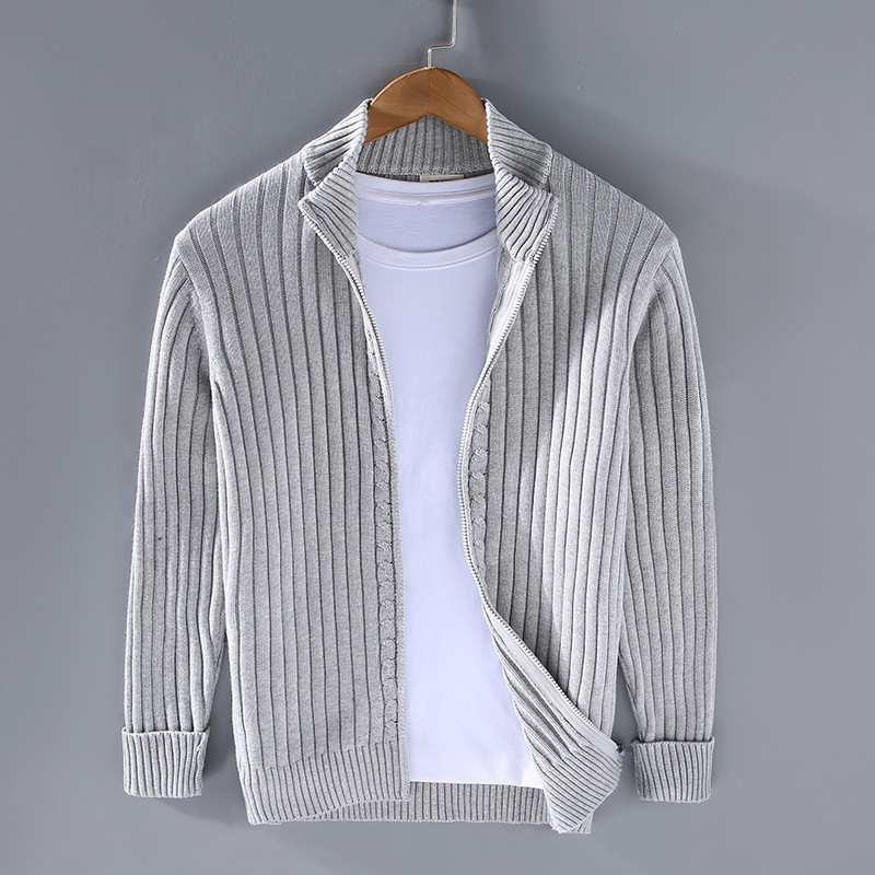 Autumn and Winter Cardigan Sweater Men's Korean Style New Zipper Striped Knitwear Casual Jacket Trendy Dropshipping Autumn and Winter Cardigan Sweater Men's Korean Style New Zipper Striped Knitwear Casual Jacket Trendy Dropshipping