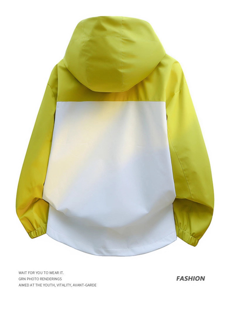 Diagonal Zipper Stitching Contrasting Color Jacket Men's Outdoor Camping Mountaineering Hiking Windproof and Waterproof Jacket