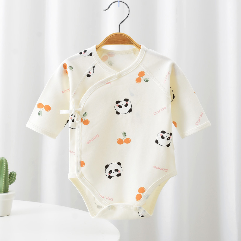 Newborn Baby Clothes Pure Cotton Type a Spring and Autum Baby Jumpsuits Boneless Belly Protection Male and Female Baby Triangle Hoodies