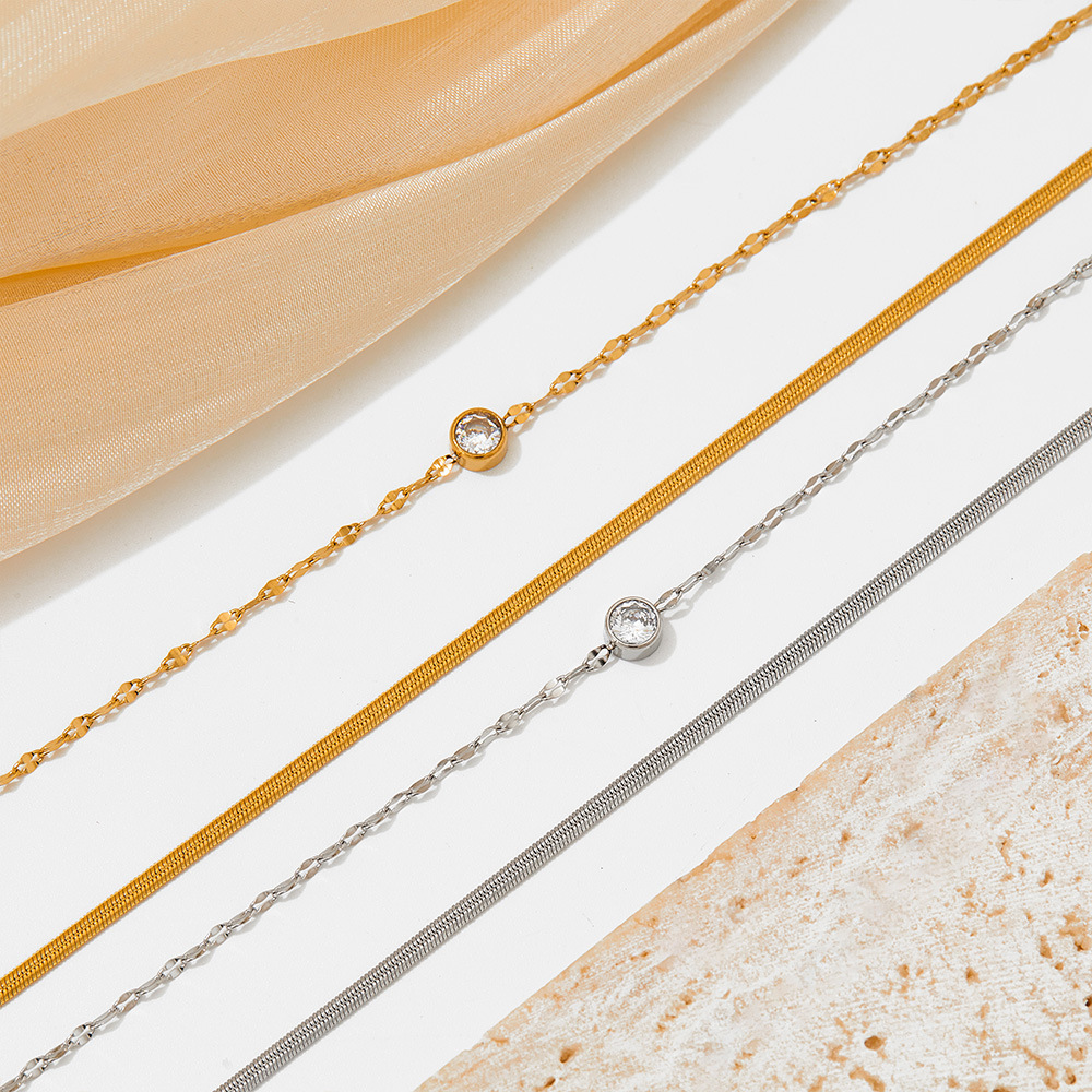 Fashion Solid Color Stainless Steel Inlaid Zircon Necklace_colorza_5