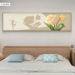 Creamy Wind Bedroom Decoration Painting Background Wall Art Warm Tulip Flower Master Bedroom Bedside High-End Crystal Porcelain Hanging Painting