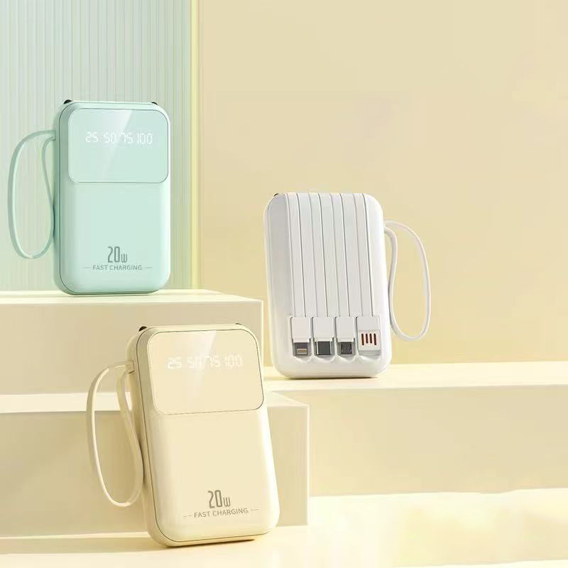 Pantalla digital inteligente con cuatro líneas de mini dibujos animados de color sólido lindo tesoro de carga portátil al aire libre fuente de alimentación móvil en stock