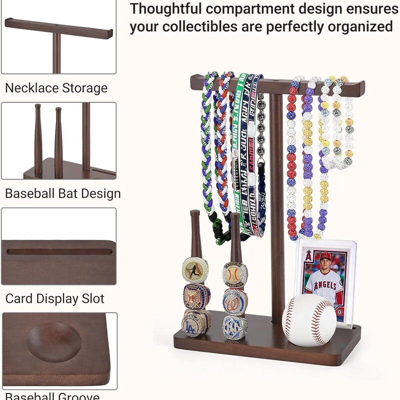 New Wooden Baseball Ring Holder Softball Stacking Ring Storage Rack Desktop Jewelry Rack Tournament Medal Rack