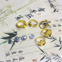 铜镀18K保色戒子底托diy宋锦饰品材料葫芦型椭圆型装饰手工戒托