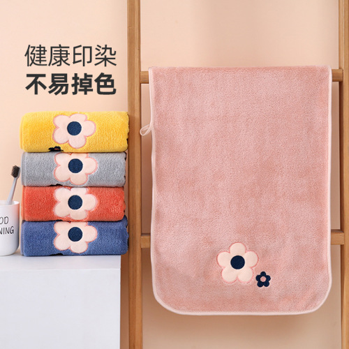 Coral velvet towel manufacturer, water-absorbent, hanger, face washing, shower, home use, adult, wedding embroidery, dry hair towel, wholesale
