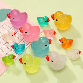 3D立体大号夜光小黄鸭 立体摆件diy树脂饰品配件儿童玩具跨境批发