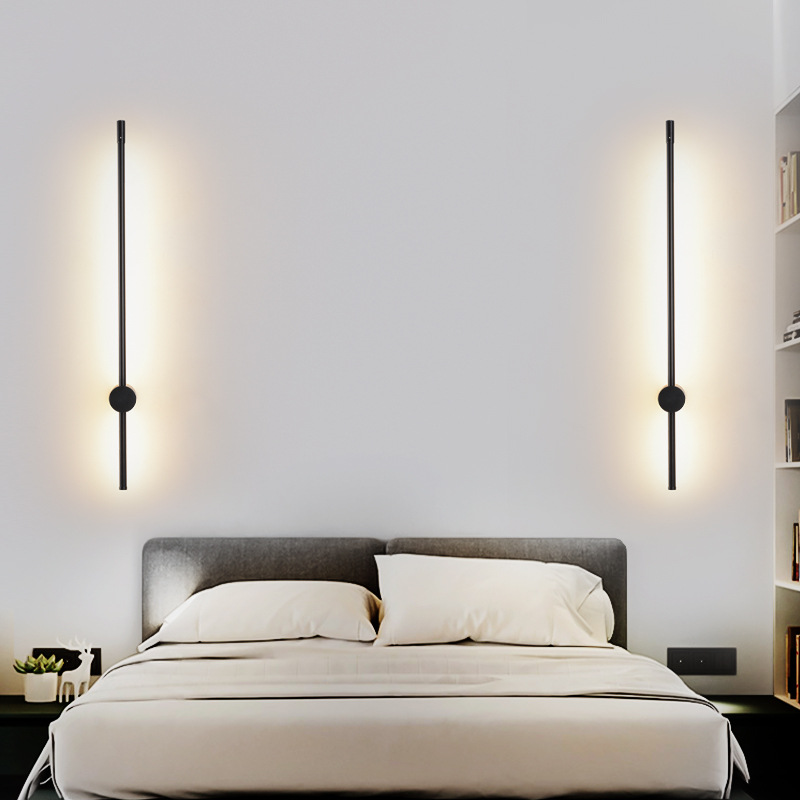 En stock al por mayor moderno minimalista decoración de la pared de fondo modelo de habitación lámparas de Hotel De noche negro LED lámpara de pared