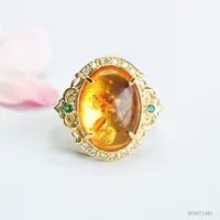 Xinyu натуральное янтарное кольцо цветочное кольцо с голубиным яйцом ретро ювелирные изделия в прямом эфире оптовая продажа HP4071301