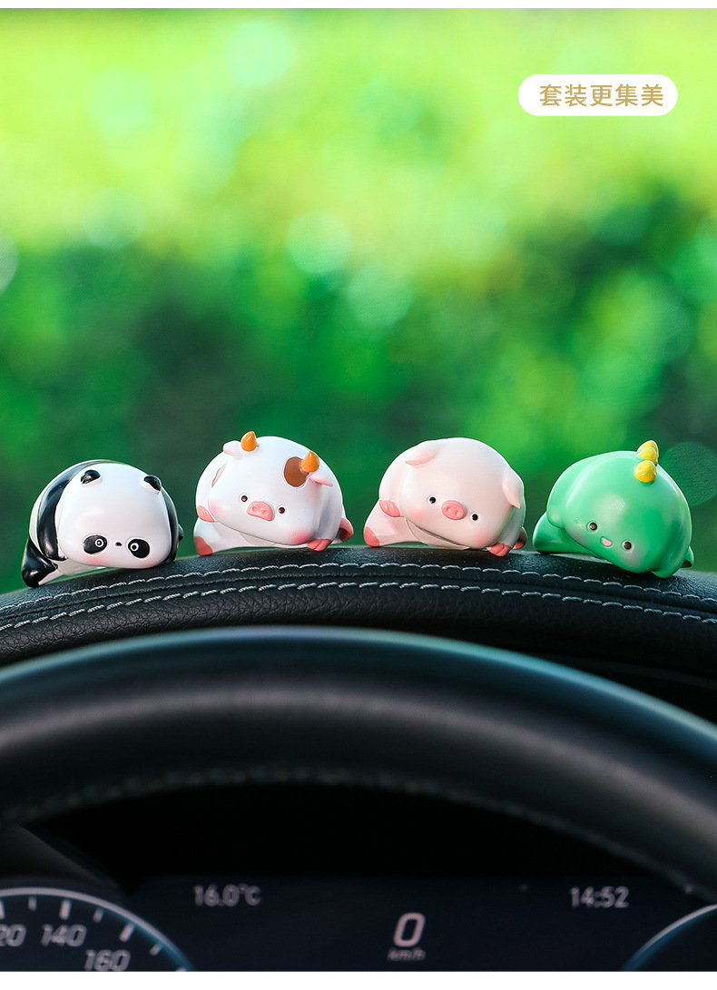 New Cute Car Ornaments Car Center Console Computer Display Decoration Cartoon Lying Doll Cartoon Animal