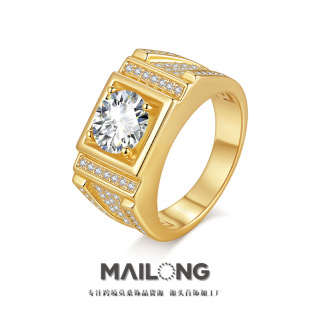 European and American Cross-Border S925 Sterling Silver Ring, Light Luxury High-End Feel, 2 Carat Moissanite Square Sugar Men's Ring, Factory Wholesale
