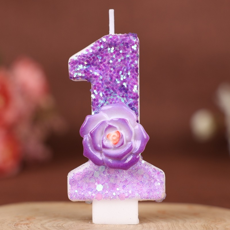 紫色の花デジタル誕生日キャンドルケーキデコレーションパーティー Xiyin クロスボーダー temu 手作りデジタルキャンドル 0-9|undefined