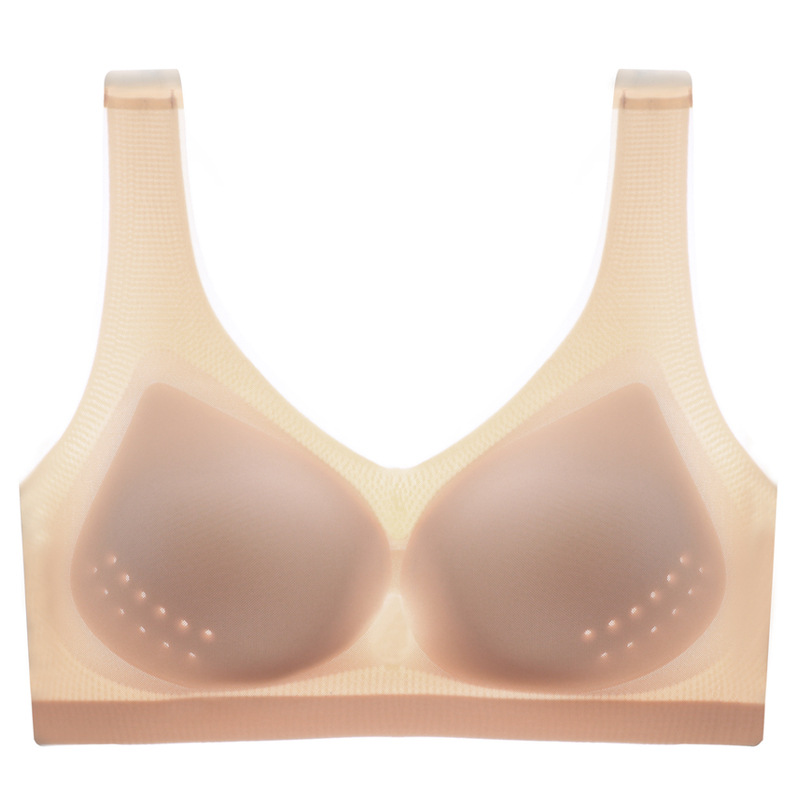 Seda de hielo delgada empuja hacia arriba la belleza hacia atrás sujetador sin costuras de látex inalámbrico de recolección de pecho Chaleco de estilo transpirable sujetador ropa interior