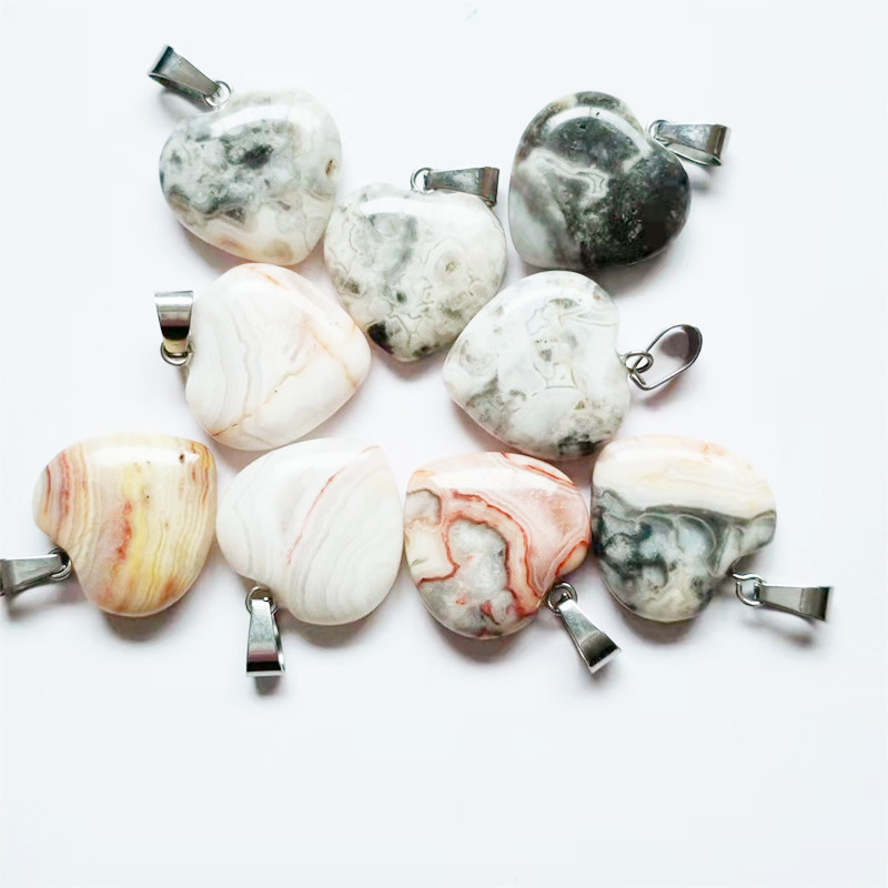 Cruz-frontera piedra natural amor colgante 20mm cristal Ágata en forma de corazón colgante melocotón corazón COLLAR COLGANTE accesorios de la joyería