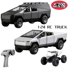 跨境新款賽博皮卡全比例合金特斯拉仿真遙控電動要看玩具車模型