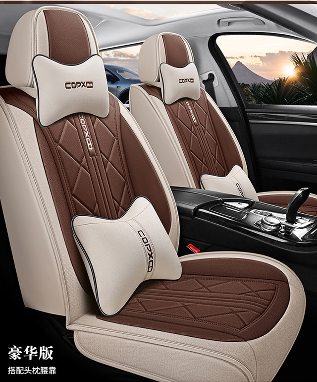 Cross-Border Car Seat Covers for Five Seats, Universal Full Surround, All-Season Cushion Covers, Linen Breathable Seat Covers, Seat Cushions