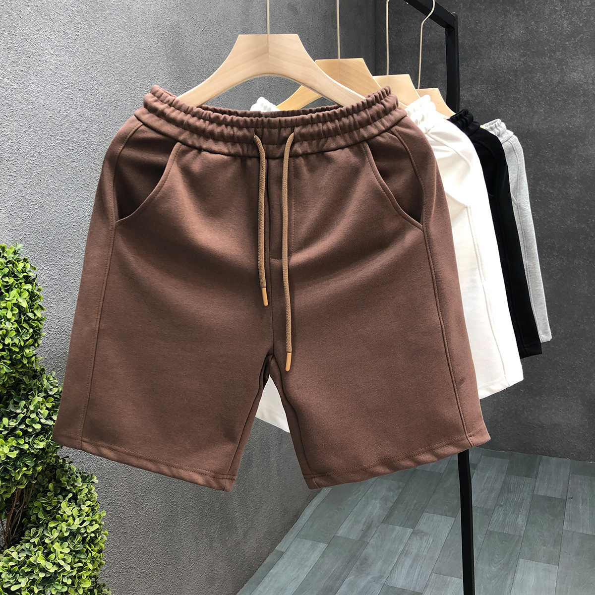 2025 Simple Men's Solid Color Shorts Summer Casual Sports Shorts Men's Summer New Versatile Pants