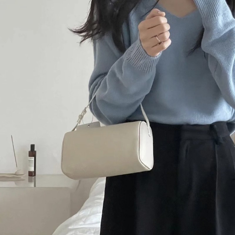 ニッチデザイン T*Row 同じスタイル 90 年代ペンホルダーバッグ本革ハンドバッグレトロシンプルなハイエンドの女性のハンドバッグ|undefined