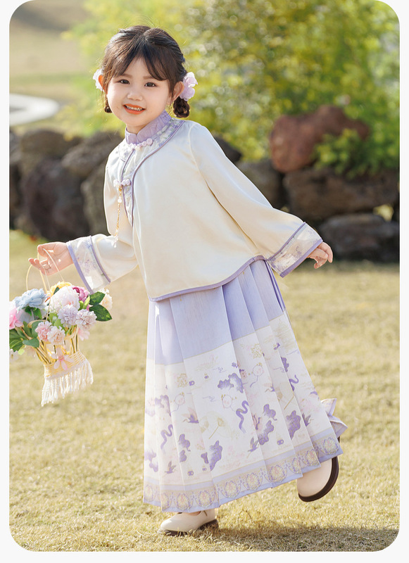 【漢服コレクション】ドゥドゥ家 女児馬面裙ツーピース春服 女児用漢服ドレス 子供服|undefined