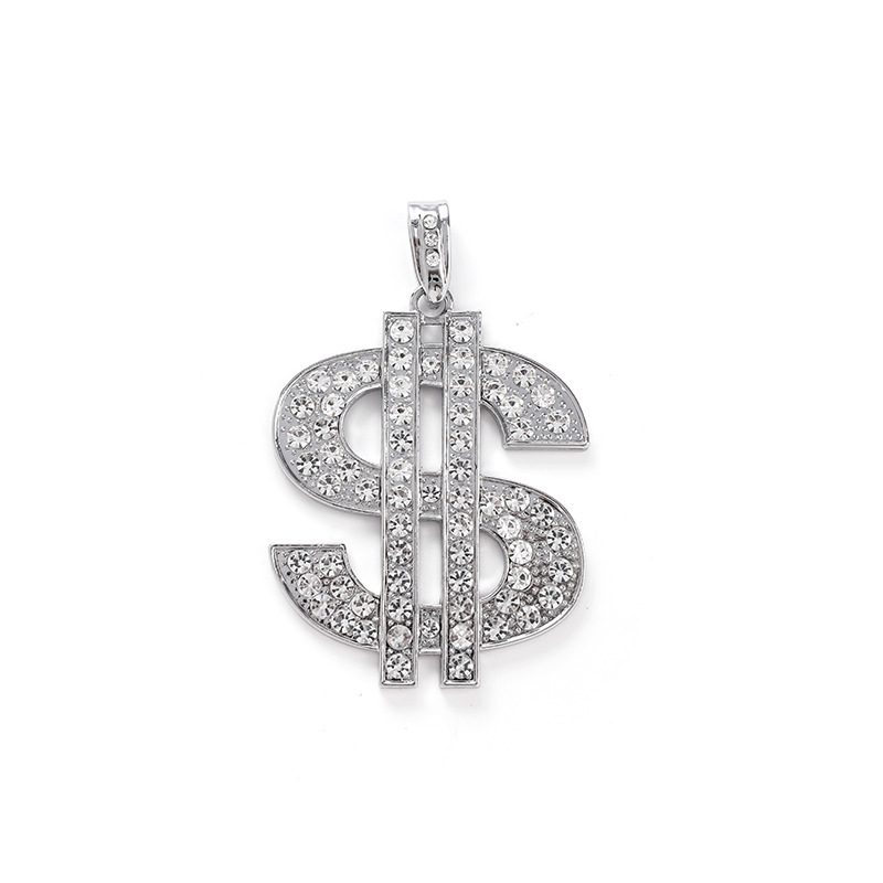 Collier pendentif signe dollar style hiphop en alliage pour adulte_voghion.com